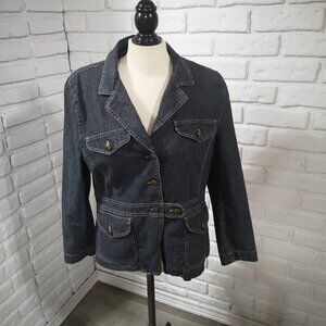 Armand Thiery Ladies Made in France Button Front Blue Jean Jacket